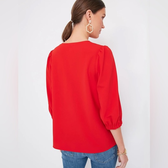 NWT Tuckernuck Pomander Place Red Hollis Top Blouse Pinkish Flowy Polyester New - Picture 3 of 13